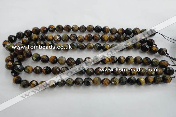 CTE721 15.5 inches 6mm faceted round yellow & blue tiger eye beads