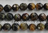 CTE722 15.5 inches 8mm faceted round yellow & blue tiger eye beads