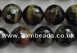 CTE727 15.5 inches 18mm faceted round yellow & blue tiger eye beads