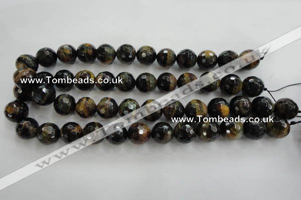 CTE727 15.5 inches 18mm faceted round yellow & blue tiger eye beads