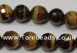 CTE755 15.5 inches 14mm faceted round yellow tiger eye beads wholesale