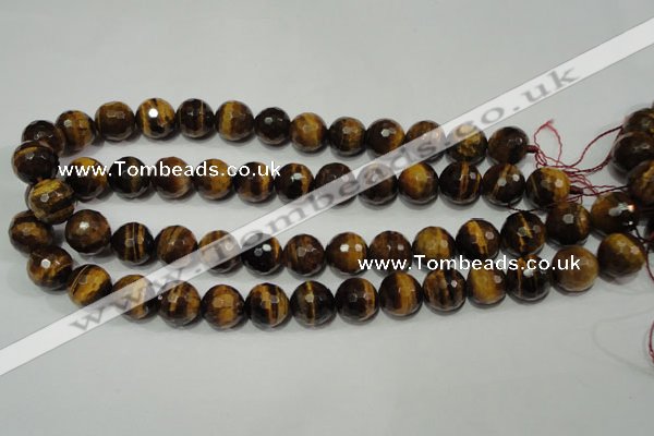 CTE755 15.5 inches 14mm faceted round yellow tiger eye beads wholesale