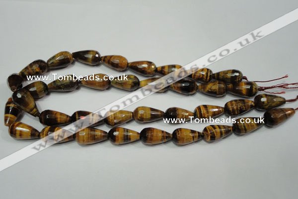 CTE762 15.5 inches 12*22mm faceted teardrop yellow tiger eye beads