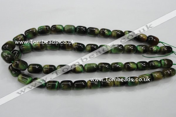 CTE80 15.5 inches 11*15mm drum green tiger eye gemstone beads