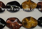 CTE801 15.5 inches 15*20mm wavy oval colorful tiger eye beads