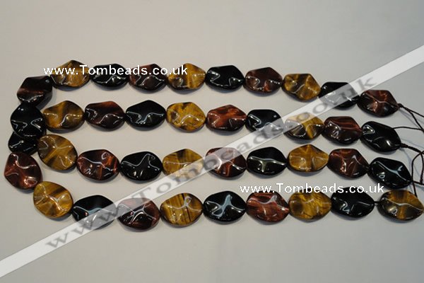 CTE801 15.5 inches 15*20mm wavy oval colorful tiger eye beads