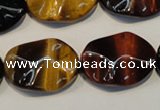 CTE802 15.5 inches 18*25mm wavy oval colorful tiger eye beads