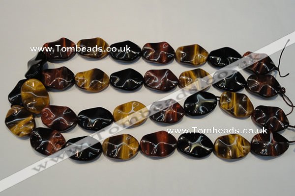 CTE802 15.5 inches 18*25mm wavy oval colorful tiger eye beads