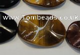 CTE803 15.5 inches 20*30mm wavy oval colorful tiger eye beads