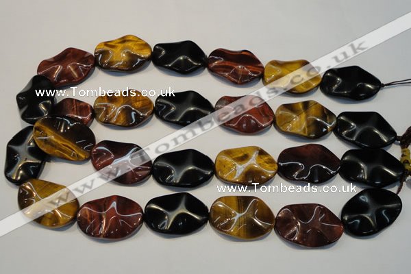 CTE803 15.5 inches 20*30mm wavy oval colorful tiger eye beads