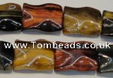 CTE810 15.5 inches 15*20mm wavy rectangle colorful tiger eye beads