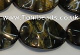 CTE820 15.5 inches 20*30mm wavy oval blue tiger eye beads