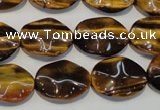 CTE830 15.5 inches 13*18mm wavy oval yellow tiger eye beads