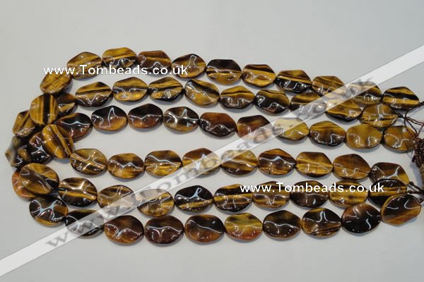 CTE830 15.5 inches 13*18mm wavy oval yellow tiger eye beads