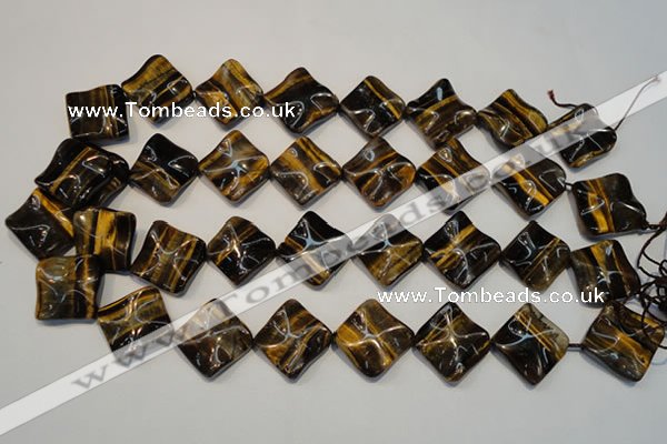 CTE840 15.5 inches 20*20mm wavy diamond yellow tiger eye beads