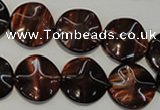 CTE852 15.5 inches 16mm wavy coin red tiger eye beads