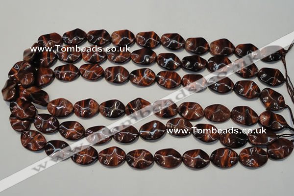 CTE858 15.5 inches 13*18mm wavy oval red tiger eye beads