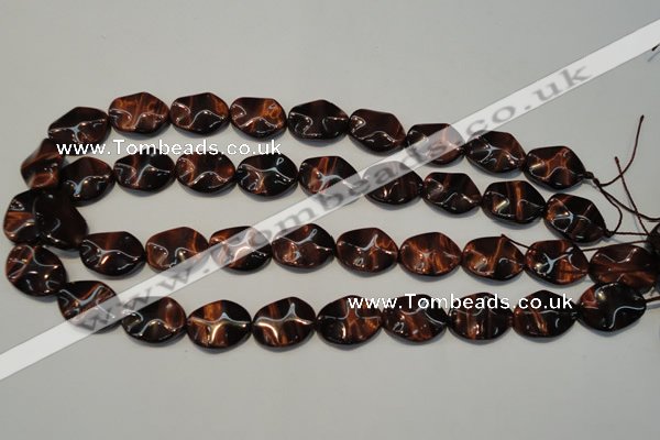 CTE859 15.5 inches 15*20mm wavy oval red tiger eye beads