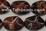 CTE860 15.5 inches 18*25mm wavy oval red tiger eye beads