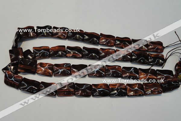 CTE865 15.5 inches 15*20mm wavy rectangle red tiger eye beads