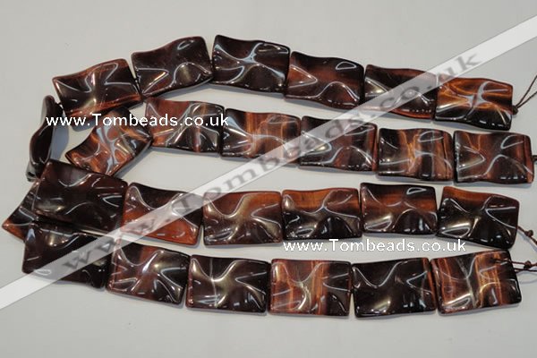 CTE867 15.5 inches 20*30mm wavy rectangle red tiger eye beads