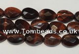 CTE881 15.5 inches 8*12mm faceted flat teardrop red tiger eye beads