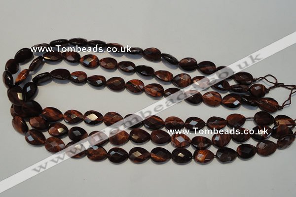 CTE882 15.5 inches 10*14mm faceted flat teardrop red tiger eye beads