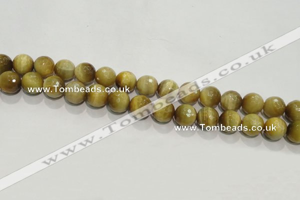 CTE904 15.5 inches 12mm faceted round golden tiger eye beads