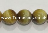 CTE905 15.5 inches 14mm faceted round golden tiger eye beads