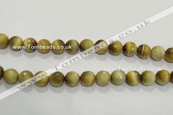 CTE905 15.5 inches 14mm faceted round golden tiger eye beads