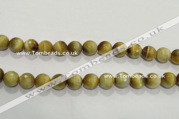 CTE906 15.5 inches 16mm faceted round golden tiger eye beads