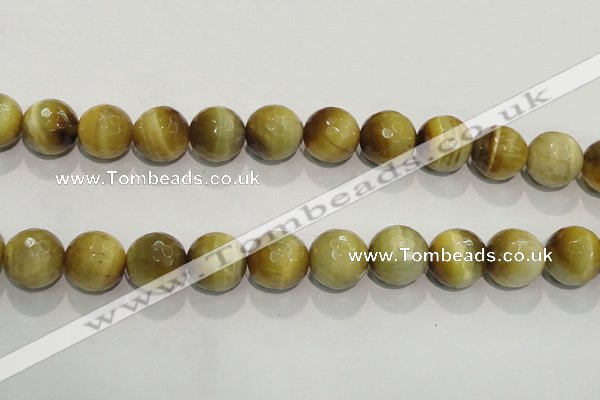 CTE907 15.5 inches 18mm faceted round golden tiger eye beads