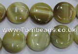 CTE915 15.5 inches 16mm flat round golden tiger eye beads wholesale