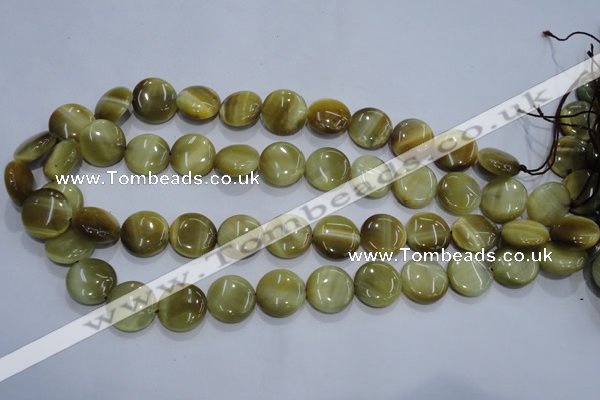 CTE915 15.5 inches 16mm flat round golden tiger eye beads wholesale