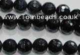 CTE922 15.5 inches 8mm faceted round silver tiger eye beads