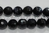 CTE923 15.5 inches 10mm faceted round silver tiger eye beads