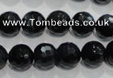 CTE924 15.5 inches 12mm faceted round silver tiger eye beads