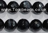 CTE925 15.5 inches 14mm faceted round silver tiger eye beads