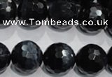 CTE926 15.5 inches 16mm faceted round silver tiger eye beads