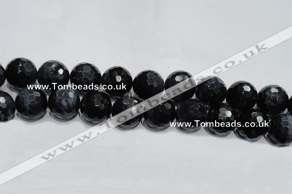 CTE927 15.5 inches 18mm faceted round silver tiger eye beads