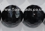 CTE928 15.5 inches 20mm faceted round silver tiger eye beads