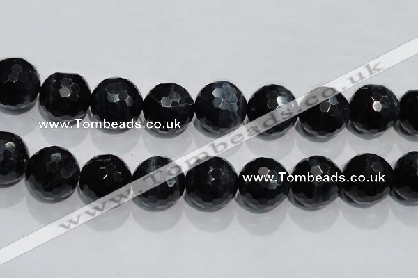 CTE928 15.5 inches 20mm faceted round silver tiger eye beads