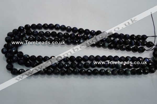 CTE931 15.5 inches 6mm faceted round dyed blue tiger eye beads