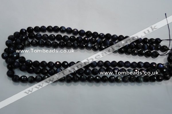 CTE932 15.5 inches 8mm faceted round dyed blue tiger eye beads