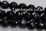 CTE933 15.5 inches 10mm faceted round dyed blue tiger eye beads