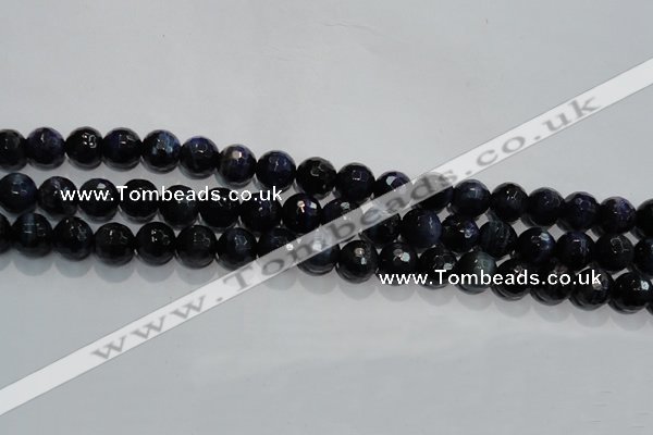 CTE933 15.5 inches 10mm faceted round dyed blue tiger eye beads