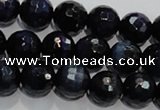 CTE934 15.5 inches 12mm faceted round dyed blue tiger eye beads