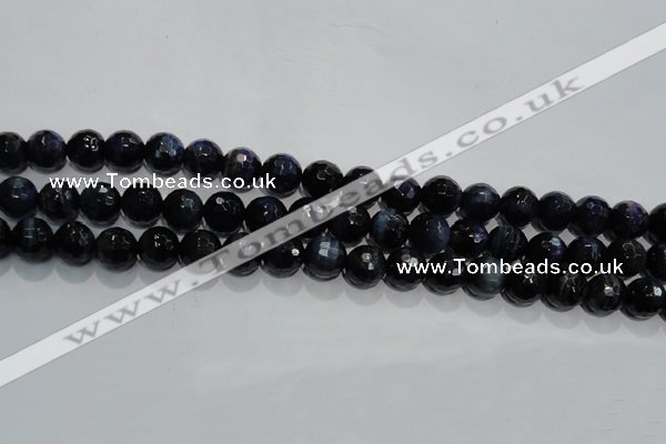 CTE934 15.5 inches 12mm faceted round dyed blue tiger eye beads