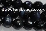 CTE935 15.5 inches 14mm faceted round dyed blue tiger eye beads