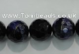 CTE936 15.5 inches 16mm faceted round dyed blue tiger eye beads